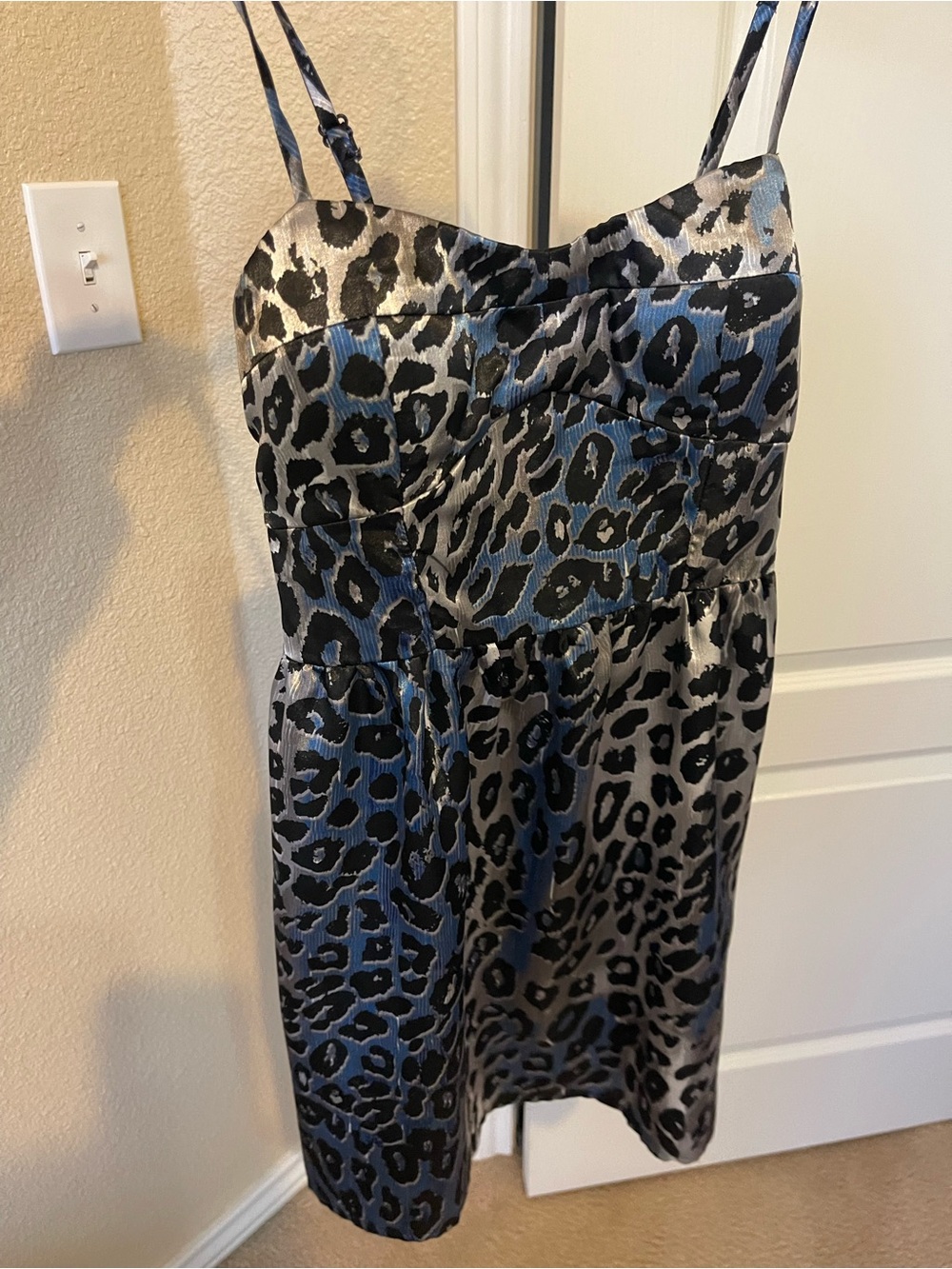 As U Wish Blue and Black Leopard Print Mini Dress